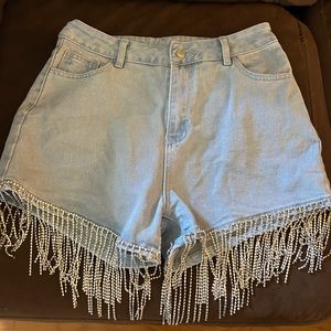 blue b ultra high rise rhinestone shorts from Buckle!
